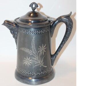 Antique Victorian Quadruple Silver Plate Pitcher Coffee Pot Ducimus c.1885–1900
